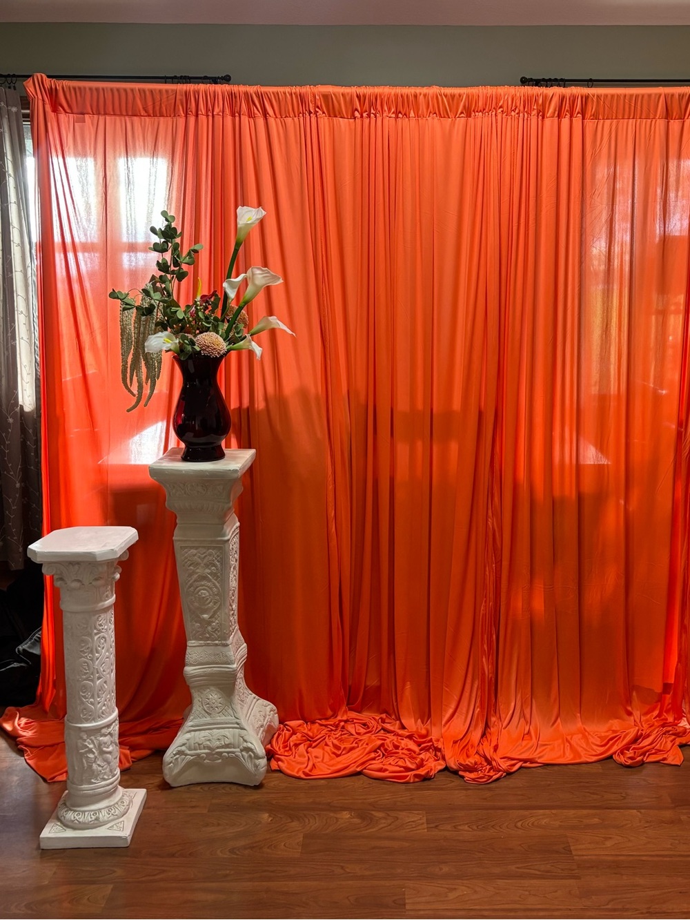 SET OF 4 - Vibrant Orange Drapery Panels